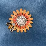 Source Unknown Orange and Yellow Brooch with Rhinestones Photo 1