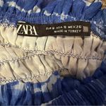 ZARA  Blue &‎ White Tie Dye Print Shirred Smocked Long Sleeve Crop Top Sz S Photo 2