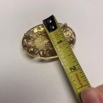 Signed Avon Gold Tone Brooch / Pin Pink Flowers Photo 5