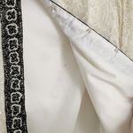 Vintage Ivory Black Sequined Beaded Embroidered Silk Dress Blazer Jacker Small Photo 10