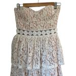 Lulu’s Adorn White Lace Strapless Midi Bridal Dress Small Photo 4