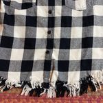 Risen  BLACK & WHITE BUFFALO PLAID FRINGE DETAIL BUTTON UP Photo 1