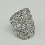 NWOT Antique Design Silver Tone brilliant cut CZ Fashion Cocktail ring in 7 Photo 1