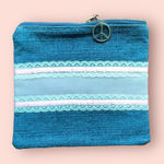 Pink Lace on Denim Small Zippered Pouch Makeup Bag Toiletry Kit NEW with Tags Blue Photo 0