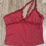 Motel Maroon One-Shoulder  lace trim tank top Photo 0