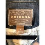 Arizona Womens Denim Jacket vintage Dark washed Jacket L LOVE NOT WAR lining Photo 6
