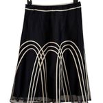 Loft Ann Taylor  Skirt Black Tulle Cream Piping A-Line Midi Skirt Size 4 Petite Photo 9