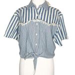 Bonjour NWT VINTAGE  striped tie front top fringe Photo 0