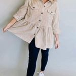 NEW Tan Corduroy Babydoll Peplum Skirt Button Front Jacket Size M Photo 1