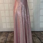 Windsor Skyla pink Glitter Corset Formal ball gown dress with slit size medium Photo 10