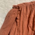 Lush Clothing Lush Rosewood Textured Boho Tie Neck Ruffle Sleeve Cotton Blouse Shirt Small Photo 4