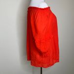 Nanette Lepore  Red Crinkle Cotton Off Shoulder Elastic Top Sz Medium Photo 3