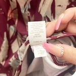 Garnet Hill  Maroon Tropical Floral Long Sleeve Rash Guard Quarter Zip Top Photo 6