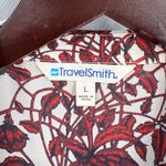 TravelSmith Blouse Red White Sheer Floral Pattern Collared Slip On Large Photo 3