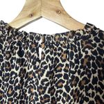 J.Crew J. Crew Leopard Print Blouse Small A0549 Smocked Waist Short Sleeve Black Tan Photo 6