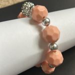 Women’s vintage pink/silver chunky beaded bracelet‎ one size stretches Pink Photo 4