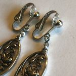 Avon Vintage Silver Tone Cutout Floral Dangling Boho Clip On Earrings Photo 4