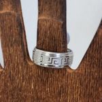 Silver Greek Key Design Band Ring Unisex Photo 2