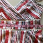 Blue Rain Linen cotton striped spaghetti strap A-line crochet waist peekaboo detail dress Photo 9