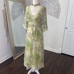 Jonathan Martin 100% Silk Green Polkadot Romantic Cottage Coquette Midi Dress M Photo 3
