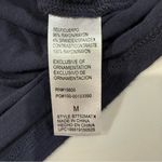 Democracy Floral Embroidered Button Front Blouse Ruffle Trim Women’s Medium Navy Photo 6