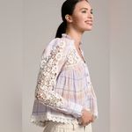 Pilcro Anthropologie Lace Plaid Lavender Peasant Blouse – XS (Fits S Comfortably) Photo 4