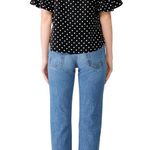 Slate + Willow Polka Dot Ruffle Silk Sleeve Top Black and White Size Small Photo 2