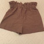 EXPRESS Ruffled Trim Brown Dress Shorts Photo 3