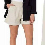 Joie  Pleated High Rise Linen Blend Shorts In Rainy Day Cotton Size L Photo 0