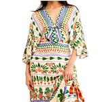 Farm Rio Anthropologie v-neck side cutout knot front maxi dress D2 2130 Photo 3