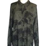 Rails  Hunter Olive Green Black Tie Dye Button Up Shirt Blouse Womens Size Medium Photo 0