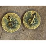 Trifari Vintage Round Gold-Tone Clip-On Earrings With White Enamel Accents Triaf Photo 4