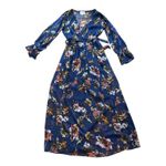 I Madeline Navy Floral Print Long Sleeve Maxi Dress Size Small Blue Photo 1