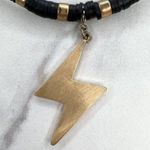 Gold Tone and Black Beaded Bracelet Lightning Charm Keychain Keyring Photo 8