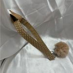 Handmade  Brown and White Polka Dot Wristlet Keychain with Light Brown Pompom Photo 3