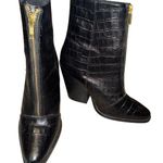 ASOS Black Patent Croc Embossed Vegan Boots Zipper Front Size 3 (US size 5) Photo 0