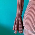 Rare London ⭐️ ASOS  pink velvet stripe flute sleeve dress Photo 4