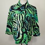 Erin London Green & Black Animal Print ¾ Sleeve Blazer Size Medium Photo 0