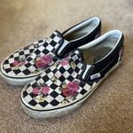 Vans Women’s Size 7 Black and White Checkered Floral Slip On Photo 0