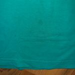 Vintage 90s teal color pocket tea, embroidered‎ floral T Photo 2