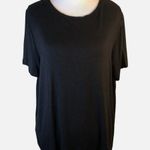 August Silk Womens Sz M Black Sheer Pleated Back Short Sleeve, scoop neck Photo 0