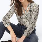 J.Crew  Drapey tie-neck top in snakeskin print size 4 Photo 0