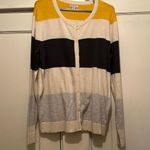 Merona | Striped Long Sleeved Button Up Cardigan Size XXL Yellow Cream Grey Photo 0