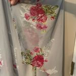 Gray open front chiffon gray & floral kimono jacket beach cover up. Size 2X Photo 2