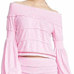 PITUSA Agata Smocked Crop Top In White Long Sleeves Size Petite / XS Photo 1