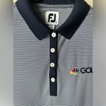 FootJoy  NBC Golf Polo Women's Size L Dark Blue White Stripe Short Sleeve Shirt Photo 3
