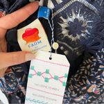 Farm Rio NWT Anthropologie +  Crochet Long Sleeve Boho Maxi Dress in Navy Blue Photo 11