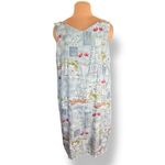 Vintage Blue Sleeveless Midi Dress Plus Size 2X Rayon Cruise Floral Tropical Photo 1