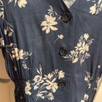 Abound  Navy Floral Button‎ Front Smocked Waist Flutter Sleeve Dress Size S Photo 4