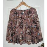 Akemi + Kin Anthropologie Women's Floral Pink Rose Patriza Blouse Size Medium Photo 3